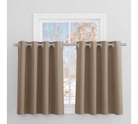 PONY DANCE Rideaux Occultant Court Thermique Petit Draperies à Oeillets | L 132 x H 90 cm,Cappuccino, 2 Pièces,Lumineux Bloquer, Anti Froid Chaleur, Decoration pour Cuisine Chambre Fenetre