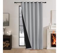 PONY DANCE Rideaux Occultant Isolant Thermique Anti Froid Chaleur Lumineux Bloquer Tissu Opaque Anti Bruit pour Maison Chambre Salon, Gris Argenté, Lot de 1, Chaque Panneau L200xH240CM