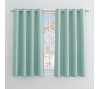 PONY DANCE Rideaux Occultant - Rideau Cuisine & Maison Décoration Rideau Thermique Draperies à Oeillets Lumineux Bloquer Anti UV, 140 cm Largeur sur 145 Hauteur, Vert Clair, 2 PCs