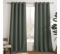 PONY DANCE Rideaux Occultant Vert - Rideau Salon Thermique Isolation Anti Chaleur Décoration de Chambre à Oeillets Occultant Isolant Lumineux , 140 x 245 cm, Vert Gris, 2 Pièces