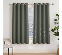 PONY DANCE Rideaux Occultant Vert - Rideau Thermique Phonique Anti Bruit Décoration de Fenêtre Salon à Oeillets Occultant Isolant Lumineux , 140 x 175 cm, Vert Gris, Lot de 2