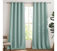 PONY DANCE Rideaux Occultants à Oeillets - Rideau Solid Lourd anti Froid anti Chaleur Draperies Isolations Thermique Décoration du Maison Chambre, Vert Clair, 140 x 245 cm, 1 Paire