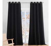 PONY DANCE Rideaux occultants avec oeillets, lot de 2 panneaux, W 140 x L 245 cm (W 55 x L 96 pouces), Noir