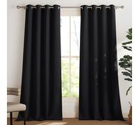 PONY DANCE Rideaux Occultants - Draperies Panneaux Isolant Thermiques à Oeillets Total Polyester Décoration de Fenêtre pour Chambre, Noir, Largeur 132 sur Hauteur 250 cm, Lot de 2