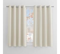 PONY DANCE Rideaux Occultants - Rideau Thermique Unicolore Draperies à Oeillets Lumineux Bloquer Anti-uv pour des Maison Chambre, 132 cm Largeur sur 137 Hauteur, Beige Clair, 2 Pièces