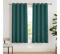 PONY DANCE Rideaux Occultants Thermique - Décoration de Fenêtre Rideau Draperies à Oeillets Isolation Lumineux Tissu Opaque pour Maison Chambre, 140 x 175 cm, Vert Foncé, Lot de 2