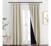 PONY DANCE Rideaux Occultants Thermiques Anti Bruit Isolant Froid ou Chaleur, Rideau Epais Draperies Galon Fronceur pour Chambre du Bébés/Ado, Beige Clair, L140 x H260cm, 2 Pièces
