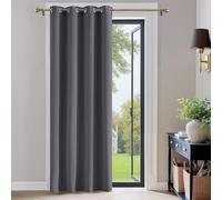 PONY DANCE Rideaux Salon Occultant - 1 Pièce de Thermique Unicolore Draperies à Oeillets Lumineux Bloquer Anti-Bruit pour des Maison Chambre, 140 cm Largeur sur 200 Hauteur, Gris