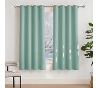 PONY DANCE Rideaux Thermiques - Décoration Chambre Rideau Occultant Draperies à Oeillets Lumineux Bloquer pour Cuisine & Maison, 132 cm Largeur sur 158 cm Hauteur, Vert Clair, 2 PCs