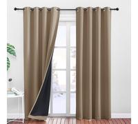 PONY DANCE Rideaux Thermiques - Rideau Occultant 140x260 Lumiere Bloquer | Rideau à Oeillets, Décoration Maison Salon Chambre,anti Froid Chaleur,Panneaux avec Noir Doublure, 2 PCs, Taupe Marron