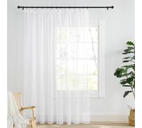 PONY DANCE Rideaux Voilage Blanc Galon Fronceur et Passe Tringle, Voile Tulle Transparent 200x245 cm(LxH), Decoration pour Porte Fenetre Chambre Maison Salon Interieurs, 1 Piece
