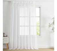 PONY DANCE Rideaux Voilage Galon Fronceur - Voilage Grande Largeur Décorations Salon Maison Chambre Fenêtre Tissu Lin Effet Grossier, Largeur 300 x Hauteur 245cm, 1 Pc