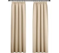 PONY DANCE Stores occultants à tête à plis crayon, lot de 2, 140 x 245 cm (55 x 96 pouces), beige biscotti