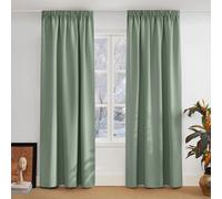 PONY DANCE Stores occultants avec fronceur à crayon, lot de 2, W 140 x L 260 cm (W 55 x L 102 pouces), vert sauge