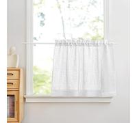 PONY DANCE Voilage Blanc - Rideaux Voile avec Motif de Croix Demi Transparent Décoration de Cuisine Petite Fenetre Prêt à Poser Romantique, Largeur 90 cm sur Hauteur 60 cm, 1 Pièce