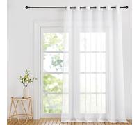 PONY DANCE Voilage Grande Largeur - Rideaux Voilages Blanc avec Œillets pour Salon Maison Chambre Fenêtre Draperies Intérieurs Demi-Transparent, Largeur 200 x Hauteur 260cm, 1 PC