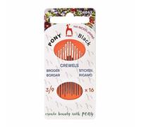 Pony - Pony Black Crewel Mat Finition (No. 3-5-7-9) Aiguilles à Coudre à la Main avec Chas Blanc - 16 Aiguilles