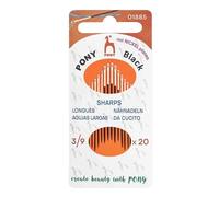 Pony - Pony Black Sharps Mat Finition (No. 3-5-7-9) Aiguilles à Coudre à la Main avec Chas Blanc - 20 Aiguilles