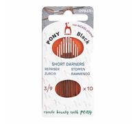 Pony - Pony Black Short Darners Mat Finition (No. 3-5-7-9) Aiguilles à Coudre à la Main avec Chas Blanc - 10 Aiguilles