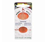 Pony - Pony Black Tapestry Mat Finition (No. 18-20-22-24) Aiguilles à Coudre à la Main avec Chas Blanc - 6 Aiguilles