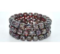 Pony Pressed Semi Roound Beads, Ruby Red Picasso (90080-43400), Glass, Czech Republic (9 x 8 mm)