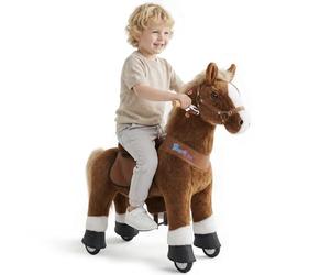 PonyCycle Authentique Cheval Monter sur des Jouets Trottinettes pour Enfants (avec Frein et Son / 76cm Hauteur/Taille 3 pour Les 3 à 4 Ans) Ride sur Cheval Brun Modèle Ux324