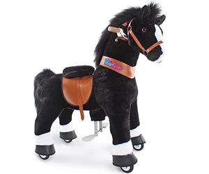 PonyCycle Authentique Cheval Monter sur des Jouets Trottinettes pour Enfants (avec Frein et Son/ 90 cm Hauteur/Taille 4 pour Les 4 à 7 Ans) Pony Cycle Cheval Noir Modèle Ux426