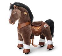 PonyCycle Cheval à Bascule pour Enfants Poney à Monter Chocolat, Modèle Y, avec Roues et Frein, pour Enfants de 3 à 4 Ans, Cadeau d'anniversaire pour Garçons Intérieur et Extérieur - Y376