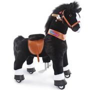 PonyCycle Cheval d'équitation sur roues pour enfants 4-7 ans/90cm de hauteur Pony Bicycle Ride Black Horse Peluche Toy Ux426