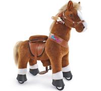 PonyCycle cheval d'équitation sur roues pour enfants de 3-4 ans avec frein/cheval marron animal en peluche Ux324