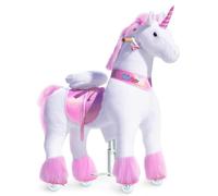 PonyCycle Classique Modèle U Monter sur la Licorne Animal Qui Marche Peluche Licorne d'équitation sur Roues (avec Frein et Son/Hauteur 108 cm/Taille 5 pour Âge 7+) Licorne Rose Ux502