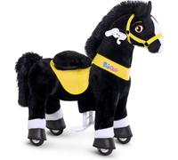 PonyCycle Essentiel Modèle E Mécanique Jouet Cheval à Monter pour Enfant Noir/Taille 3 pour 3-4 Ans Jouet à Bascule avec Roulette Peluche Poney Jouet
