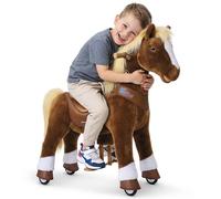 PonyCycle Jouet Cheval à Monter pour Enfants 4-7 Ans, Marron à Roues avec Sons Réalistes, Modèle Y avec Frein pour Intérieur et Extérieur - Y474