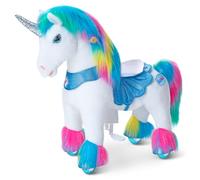 PonyCycle Licorne à Monter pour 3-4 Ans, Arc-en-Ciel avec Corne à Sequins et Sons, Jouet Mécanique Modèle Y Avancé pour Anniversaire des Filles - Y354