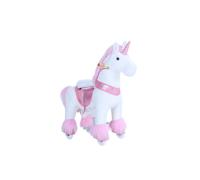 PonyCycle Modèle U à enfourcher Animal qui marche Peluche licorne rose à roulettes avec frein Taille 3 pour les 3-4 ans Ux302