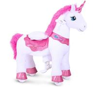 PonyCycle Modèle E Licorne Porteur à Roulettes avec Frein(Rose-Taille 3 pour 3-5 ans)Jouets à Monter Extérieur pour Enfants-E312