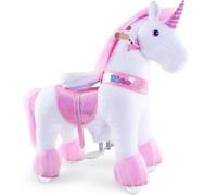 PonyCycle Modèle U à enfourcher Animal qui marche Peluche licorne rose à roulettes avec frein Taille 3 pour les 3-4 ans Ux302