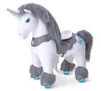 PonyCycle Modèle Y Avancé Licorne à Monter pour Enfants 3-4 Ans avec Frein, Jouet Gris à Roues en Peluche avec Sons pour Filles - Y356