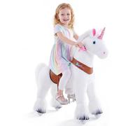 PonyCycle Officiel Classique Modèle U Montez sur la Licorne Licorne Blanche Jouet en Peluche sur Roues (avec Frein et Son/Hauteur 90cm/ Taille 4 pour Les 4-7 Ans) Ux404