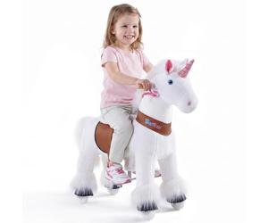 PonyCycle Officiel Classique Modèle U Montez sur la Licorne Licorne Blanche Jouet en Peluche sur Roues (avec Frein et Son/Hauteur 76 cm/Taille 3 pour Les 3-4 Ans) Ux304