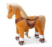 PonyCycle Poney à Monter avec Sons pour Enfants 4-7 Ans, Cheval Marron Clair avec Selle Réaliste, Peluche à Roues avec Frein pour Intérieur et Extérieur, Cadeau d’Anniversaire pour Garçons - Y471
