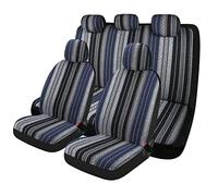 PONYJOYUP Baja - Lot Complet de 9 Housses de siège de Voiture tissées à Rayures, Respirantes et lavables, Housses de siège universelles pour berline, VUS, Camion, airbag