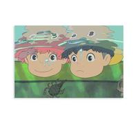 Ponyo Poster sur toile de studio de film animé Ghibli Inc - Décoration murale pour salon, chambre à coucher - 30 x 45 cm
