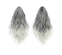 Ponytail Cheveux 13 Inch Ponytail Extension Claw Clip in Fluffy Synthetic Curly Wavy Pony Tail Hairpiece for Women ponytail extension(Salt and Pepper)