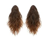 Ponytail Cheveux 13 Inch Ponytail Extension Claw Clip in Fluffy Synthetic Curly Wavy Pony Tail Hairpiece for Women ponytail extension(Brown and Light Auburn Tips)