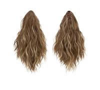 Ponytail Cheveux 13 Inch Ponytail Extension Claw Clip in Fluffy Synthetic Curly Wavy Pony Tail Hairpiece for Women ponytail extension(Brunette Ash Blonde)