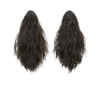 Ponytail Cheveux 13 Inch Ponytail Extension Claw Clip in Fluffy Synthetic Curly Wavy Pony Tail Hairpiece for Women ponytail extension(Black brown)