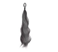 Ponytail Cheveux 50cm Synthétique Cheveux Auto-Enroulés Faisant Onduler Chignon Queue De Cheval Cheveux Naturels Tête Moelleuse Artefact Fleur Bourgeon Cheveux ponytail extension(Black Mixed Grey)