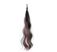 Ponytail Cheveux 50cm Synthétique Cheveux Auto-Enroulés Faisant Onduler Chignon Queue De Cheval Cheveux Naturels Tête Moelleuse Artefact Fleur Bourgeon Cheveux ponytail extension(Black Mixed Pink)