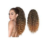 Ponytail Cheveux Curly Wavy Ponytail Extension Synthetic Drawstring Pony tail for Women 24Inch Long Clip in Hairpiece for Daily Party ponytail extension(Black mixed Ginger)